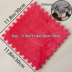 10pcs Fluffy Puzzle Floor Mat Soft Flooring Tiles DIY Rugs Patchwork Carpet