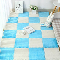 10pcs Fluffy Puzzle Floor Mat Soft Flooring Tiles DIY Rugs Patchwork Carpet