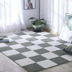 10pcs Fluffy Puzzle Floor Mat Soft Flooring Tiles DIY Rugs Patchwork Carpet