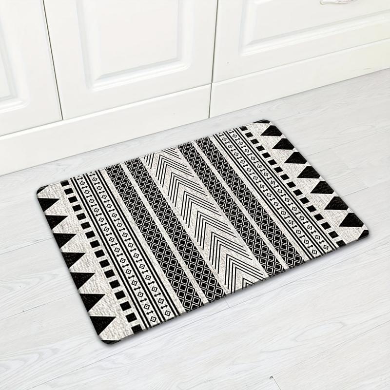 Soft Geometric Printed Area Rug - Modern Non-slip Bedroom Floor Mat
