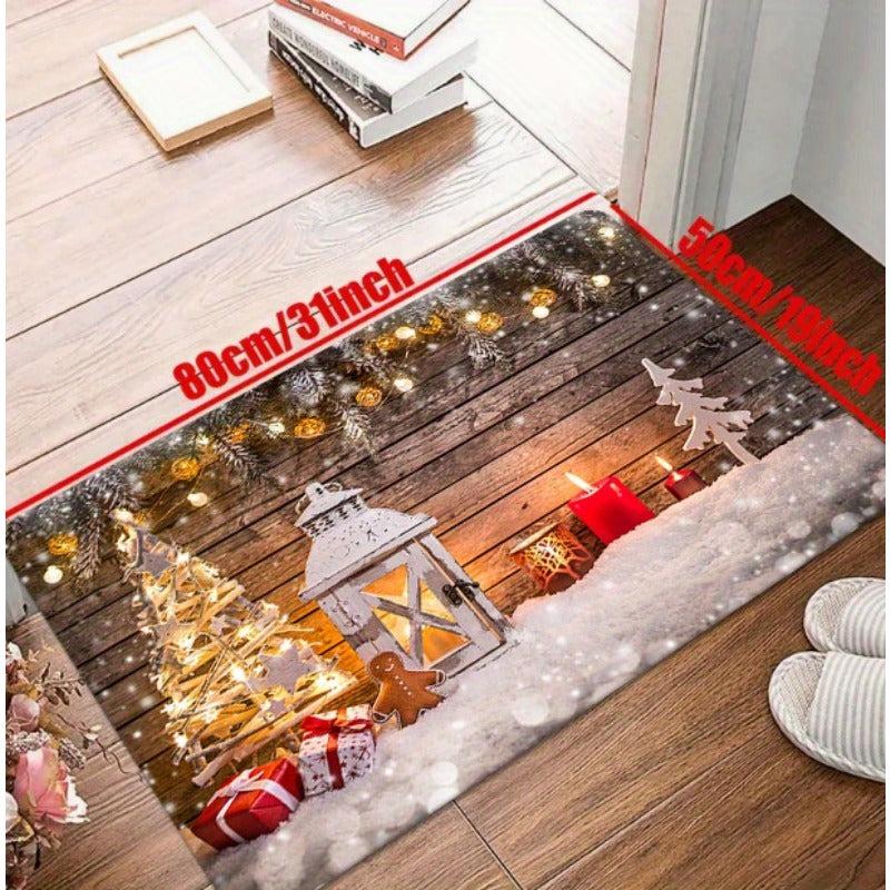 Christmas Festive Kitchen Rug Stain Resistant Waterproof Long Strip Floor Mat