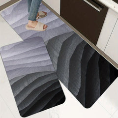 Modern Polyester Kitchen Mat w/ Irregular Stripes for Home Decor