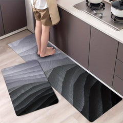 Modern Polyester Kitchen Mat w/ Irregular Stripes for Home Decor