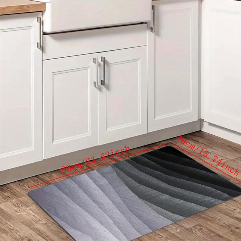 Modern Polyester Kitchen Mat w/ Irregular Stripes for Home Decor