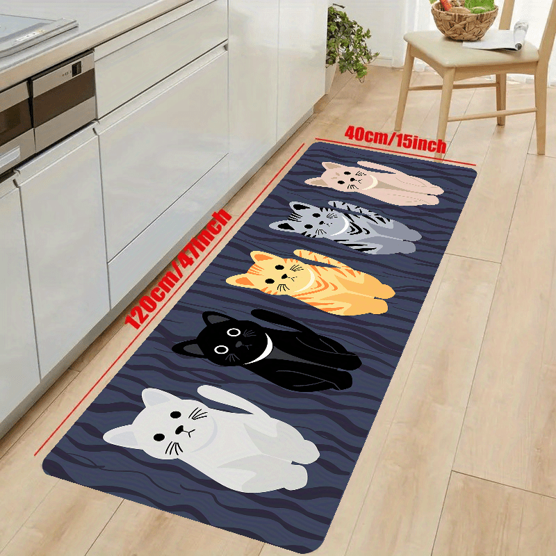 Soft Kitchen Rug Cat Anti Fatigue Non Slip Waterproof Set Runner Bedside