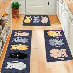 Soft Kitchen Rug Cat Anti Fatigue Non Slip Waterproof Set Runner Bedside