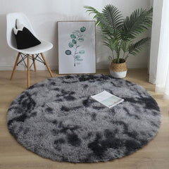 Round Tie Dyed Fluffy Rug 3'X3' For Bedroom