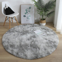 Round Tie Dyed Fluffy Rug 3'X3' For Bedroom