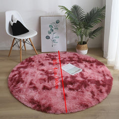 Round Tie Dyed Fluffy Rug 3'X3' For Bedroom