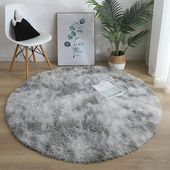 Round Tie Dyed Fluffy Rug 3'X3' For Bedroom