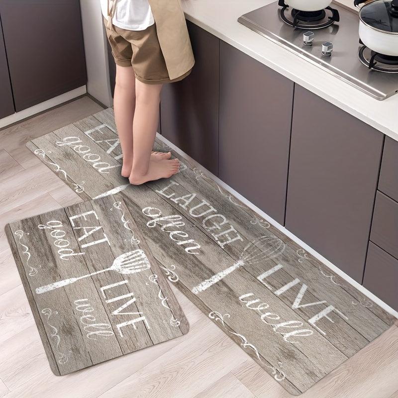 Wood Grain Rug Kitchen Bedroom Entrance Doormat Anti Slip Living Room
