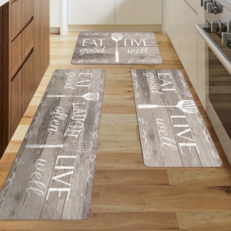 Wood Grain Rug Kitchen Bedroom Entrance Doormat Anti Slip Living Room