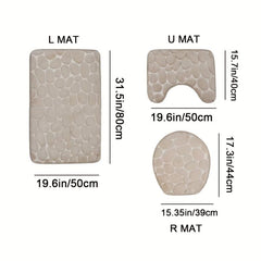 Soft Non Slip U-shaped Bath Rug Cobblestone Shaped Toilet Mat