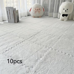 10pcs Soft Fluffy Foam Mat Anti Slip Puzzle Floor Mats For Play Safety