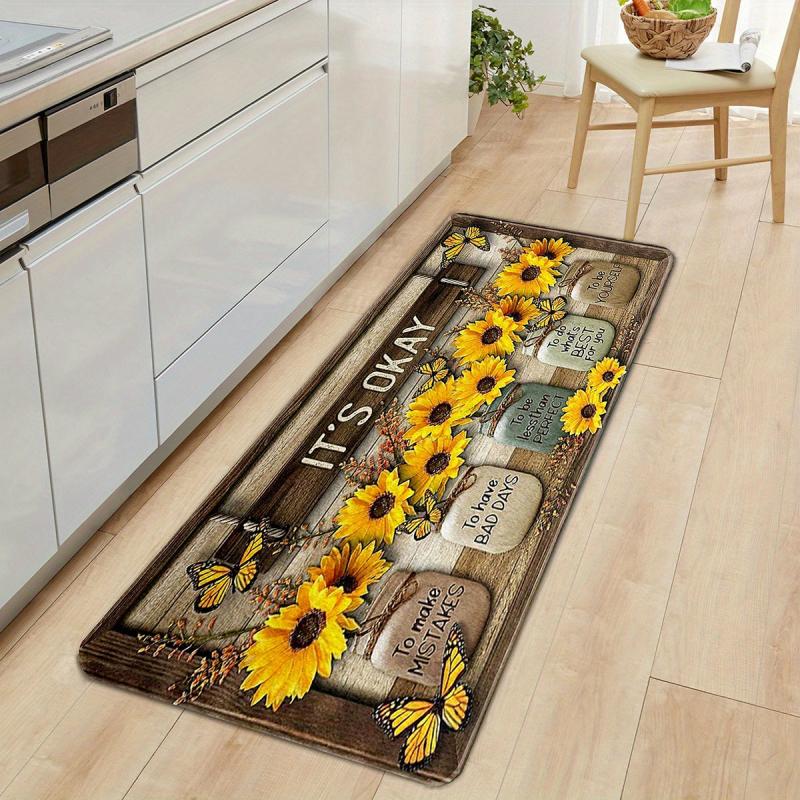 Sunflower Kitchen Floor Mat Water Resistant Non-Slip Dirt Proof Machine Washable