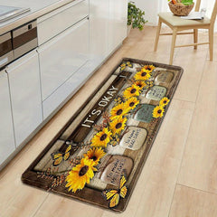 Sunflower Kitchen Floor Mat Water Resistant Non-Slip Dirt Proof Machine Washable