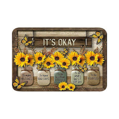 Sunflower Kitchen Floor Mat Water Resistant Non-Slip Dirt Proof Machine Washable