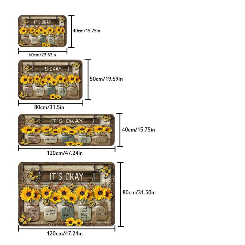 Sunflower Kitchen Floor Mat Water Resistant Non-Slip Dirt Proof Machine Washable