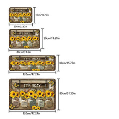 Sunflower Kitchen Floor Mat Water Resistant Non-Slip Dirt Proof Machine Washable