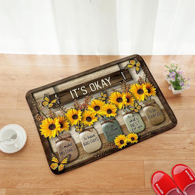 Sunflower Kitchen Floor Mat Water Resistant Non-Slip Dirt Proof Machine Washable