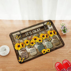 Sunflower Kitchen Floor Mat Water Resistant Non-Slip Dirt Proof Machine Washable