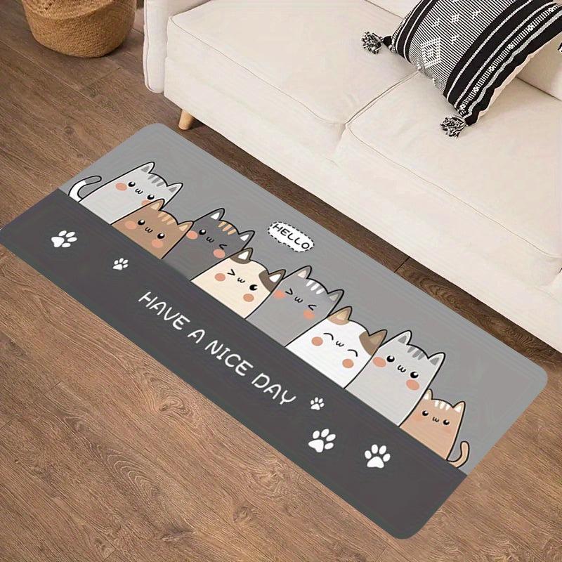 Cat Kitchen Floor Mat Non Slip Absorbent Living Room Bedroom Rug