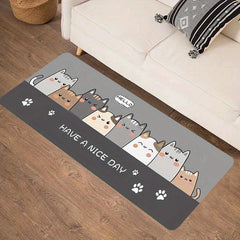Cat Kitchen Floor Mat Non Slip Absorbent Living Room Bedroom Rug
