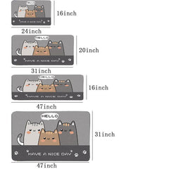 Cat Kitchen Floor Mat Non Slip Absorbent Living Room Bedroom Rug