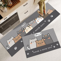 Cat Kitchen Floor Mat Non Slip Absorbent Living Room Bedroom Rug