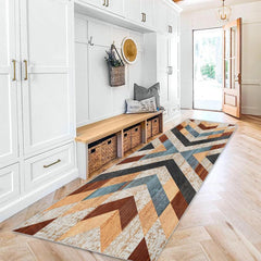 Geometric 2'X10' Runner Rug Abstract Stain Resistant