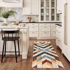 Geometric 2'X10' Runner Rug Abstract Stain Resistant