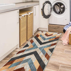 Geometric 2'X10' Runner Rug Abstract Stain Resistant