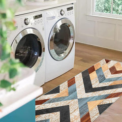 Geometric 2'X10' Runner Rug Abstract Stain Resistant