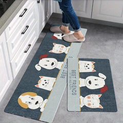 2pcs Modern Patterned Kitchen Floor Mat Non-slip Kitchen Rug