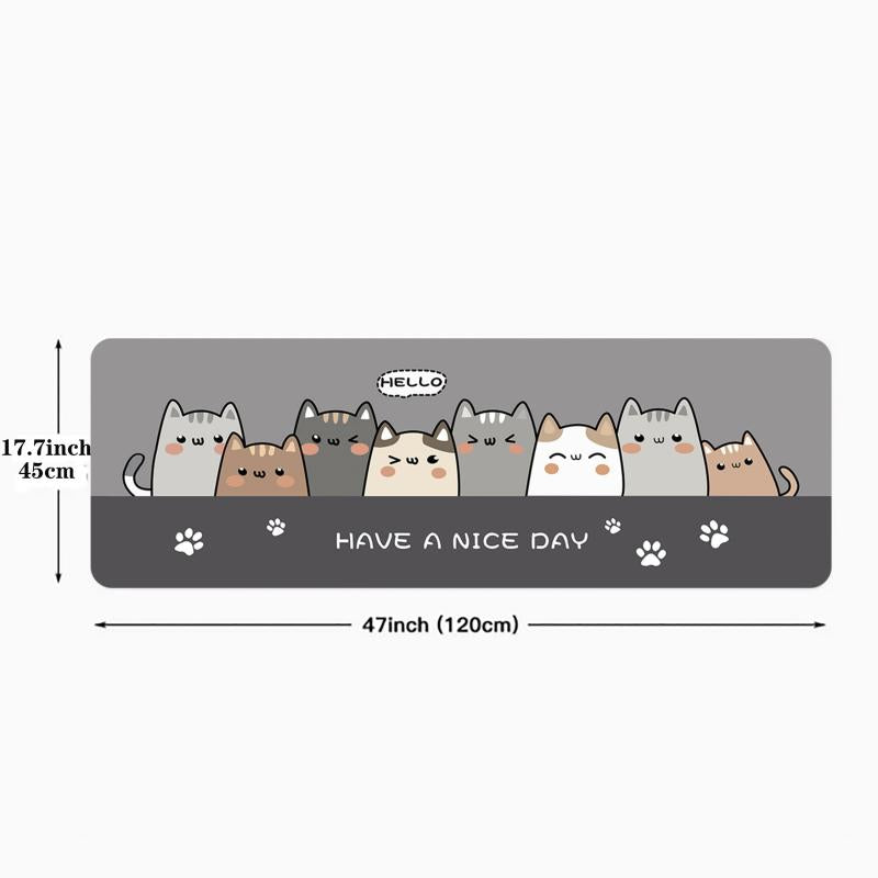 Anti-fatigue Cats Kitchen Mat Polyester Carpet w/ Anti-slip Strip