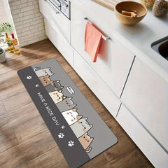 Anti-fatigue Cats Kitchen Mat Polyester Carpet w/ Anti-slip Strip
