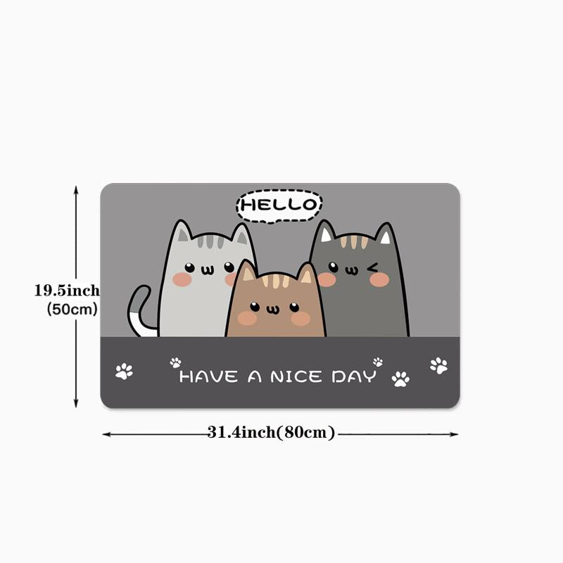 Anti-fatigue Cats Kitchen Mat Polyester Carpet w/ Anti-slip Strip