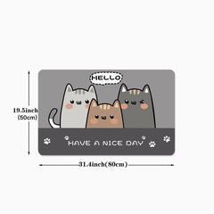 Anti-fatigue Cats Kitchen Mat Polyester Carpet w/ Anti-slip Strip