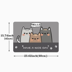 Anti-fatigue Cats Kitchen Mat Polyester Carpet w/ Anti-slip Strip