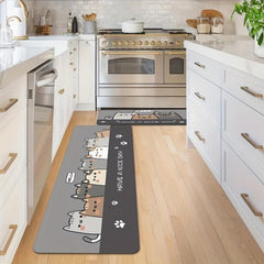 Anti-fatigue Cats Kitchen Mat Polyester Carpet w/ Anti-slip Strip