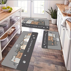 Anti-fatigue Cats Kitchen Mat Polyester Carpet w/ Anti-slip Strip