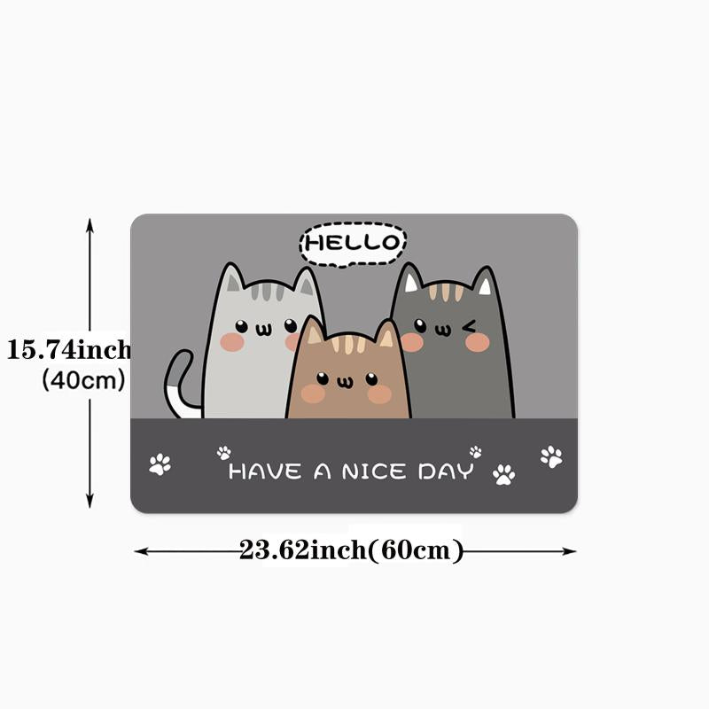 Anti-fatigue Cats Kitchen Mat Polyester Carpet w/ Anti-slip Strip