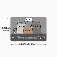 Anti-fatigue Cats Kitchen Mat Polyester Carpet w/ Anti-slip Strip