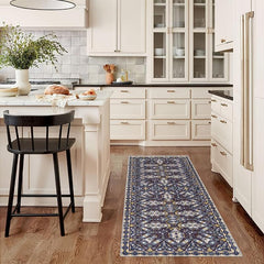 Geometric Floral Runner Rug Stain Resistant Soft Non Slip Washable Carpet