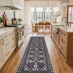 Geometric Floral Runner Rug Stain Resistant Soft Non Slip Washable Carpet