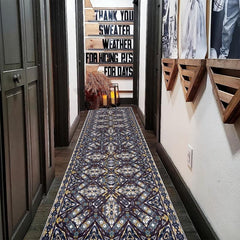 Geometric Floral Runner Rug Stain Resistant Soft Non Slip Washable Carpet