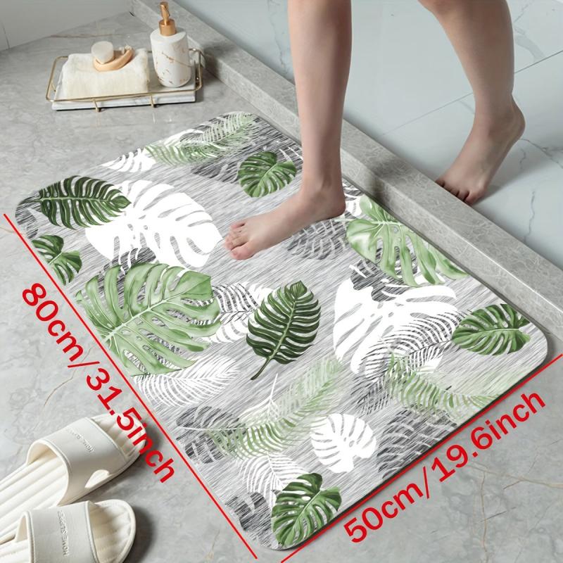 Leaf Printed Floor Mat Absorbent Non-slip Carpet Bathroom Rug