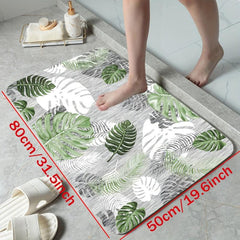 Leaf Printed Floor Mat Absorbent Non-slip Carpet Bathroom Rug
