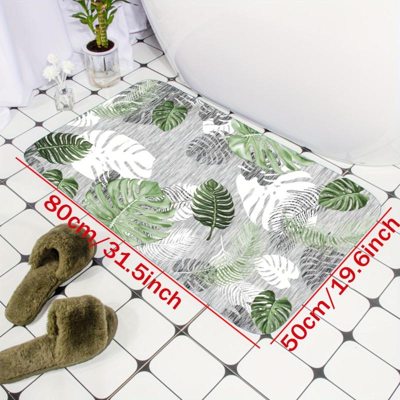 Leaf Printed Floor Mat Absorbent Non-slip Carpet Bathroom Rug