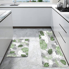 Leaf Printed Floor Mat Absorbent Non-slip Carpet Bathroom Rug